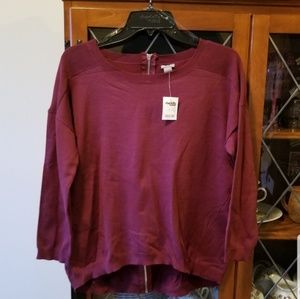 NWT- Maroon Zip Back Sweater
